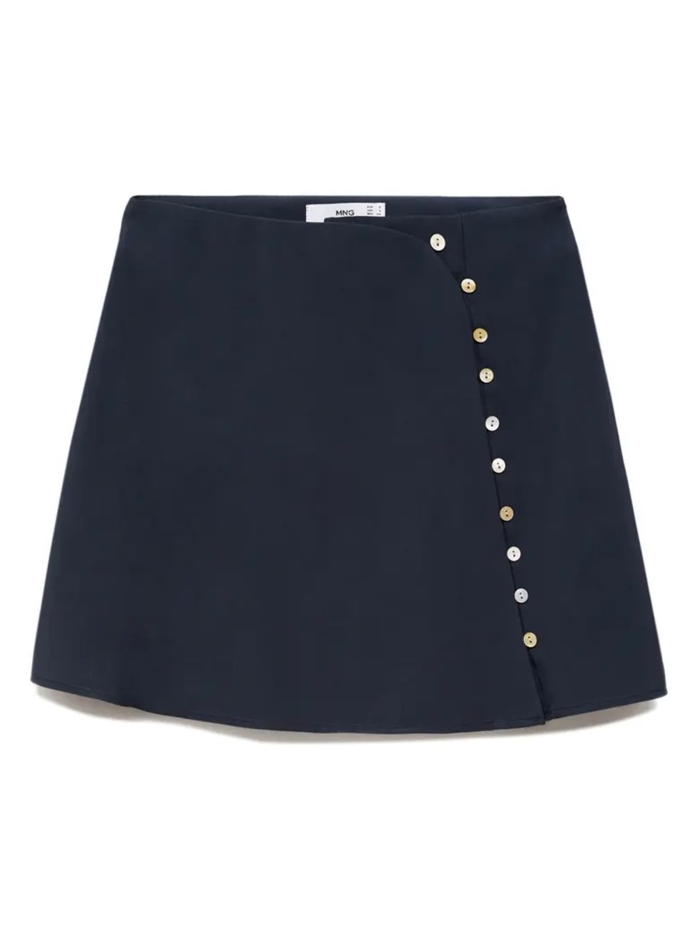 Mango Navy Mini Skirt with Side Button Detail